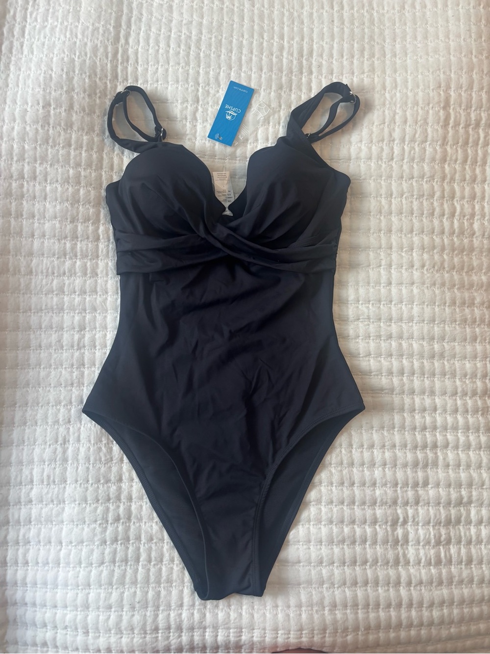 Cupshe Black Twist-Front One-Piece Swimsuit